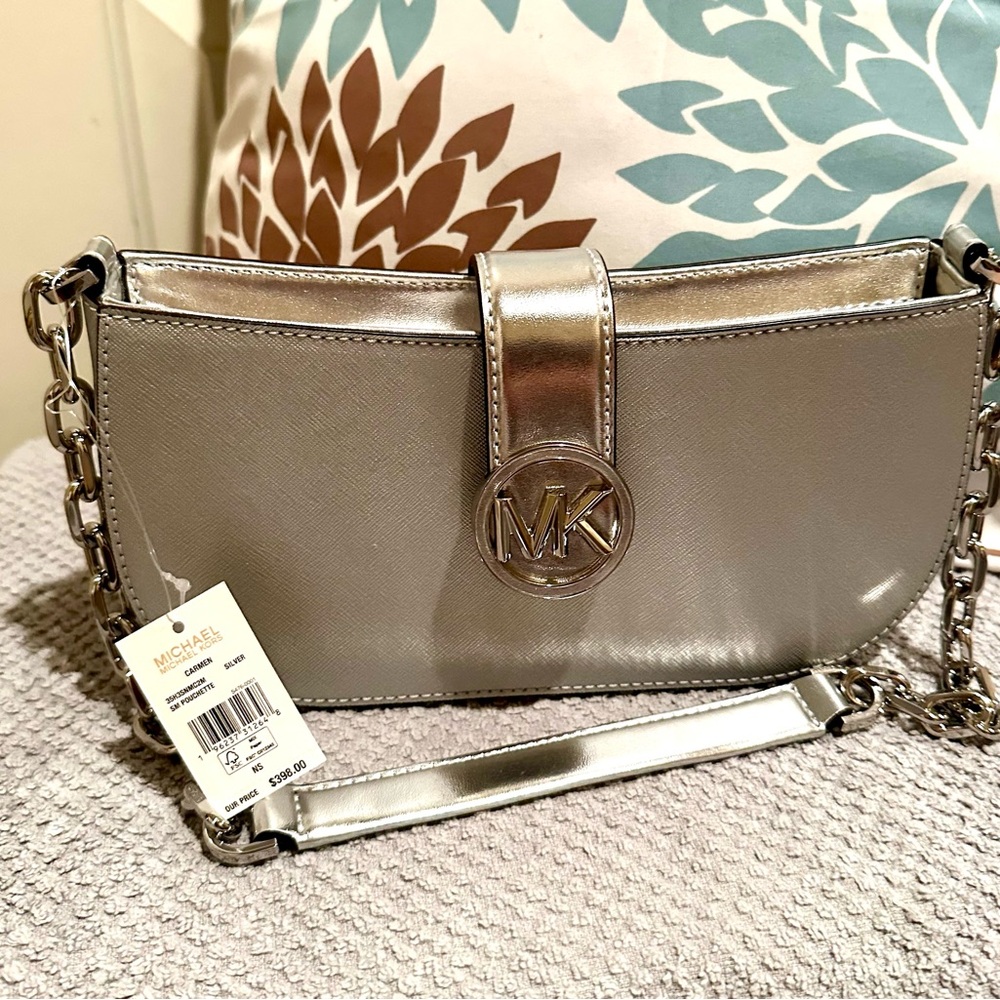 MICHAEL KORS- NWT Carmen Metallic Shoulder Crossbody Bag